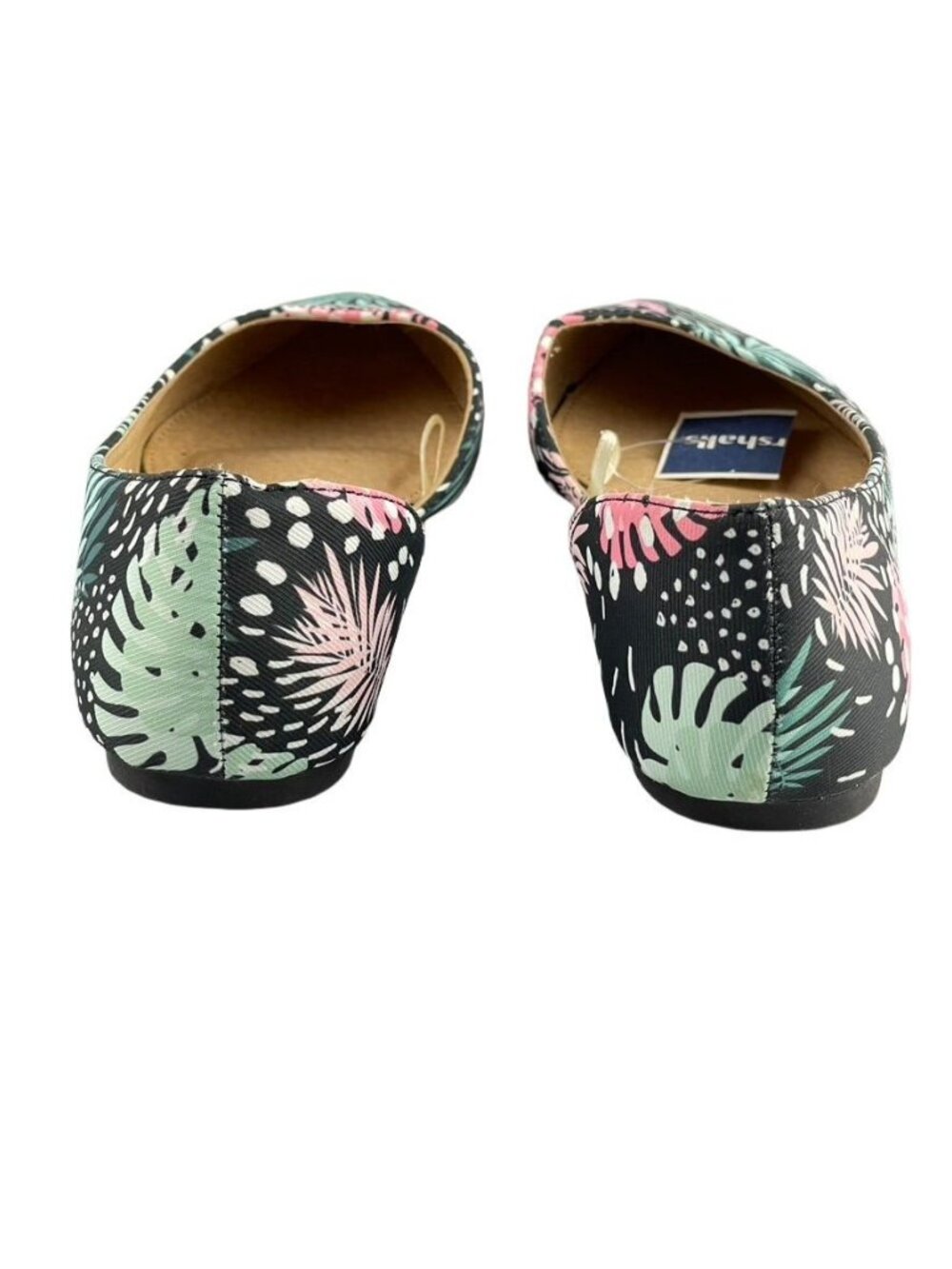 Tropical Print Womens Pointed-Toe Ballet Flats Size 7 Jynx Black With Pink & Gre - Picture 6 of 11